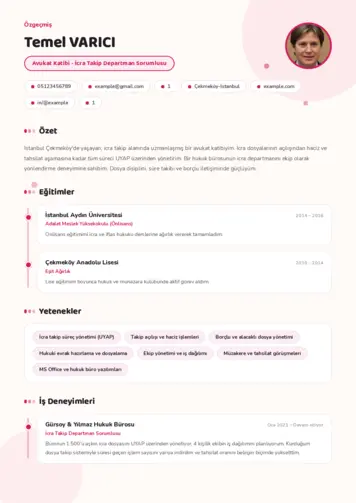 Hukuk Sekreteri Cv Örnekleri cv indir